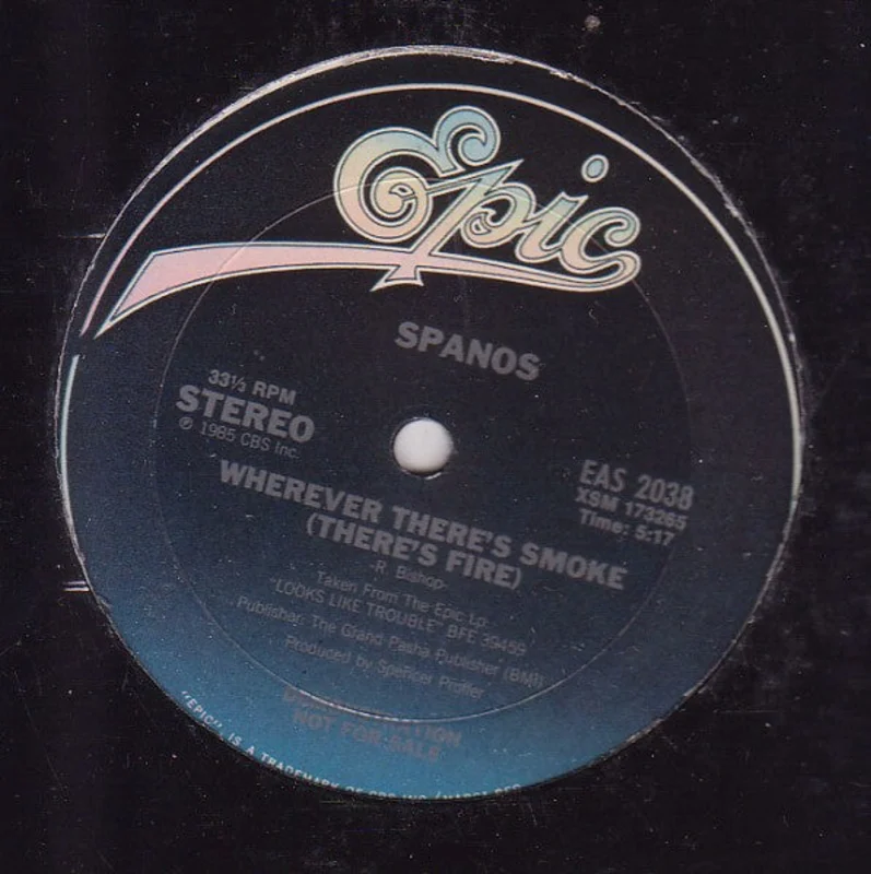12" Single: Danny Spanos - Wherever There's Smoke (There's Fire) / Lorraine