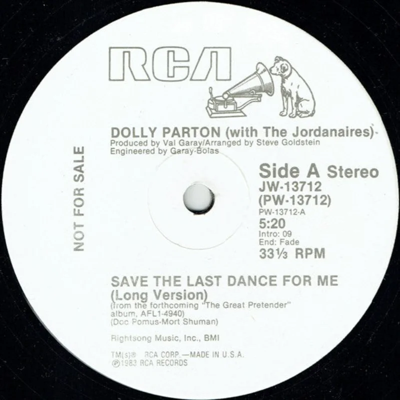 12" Single: Dolly Parton, The Jordanaires - Save The Last Dance For Me