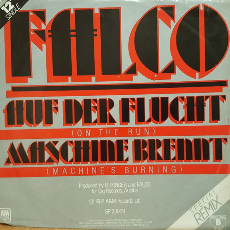 12" Single: Falco - Auf Der Flucht (On The Run) / Maschine Brennt (Machine's Burning)