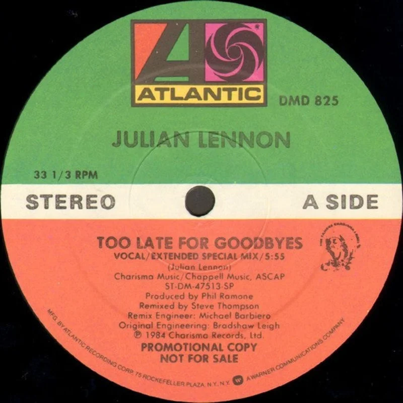 12" Single: Julian Lennon - Too Late For Goodbyes