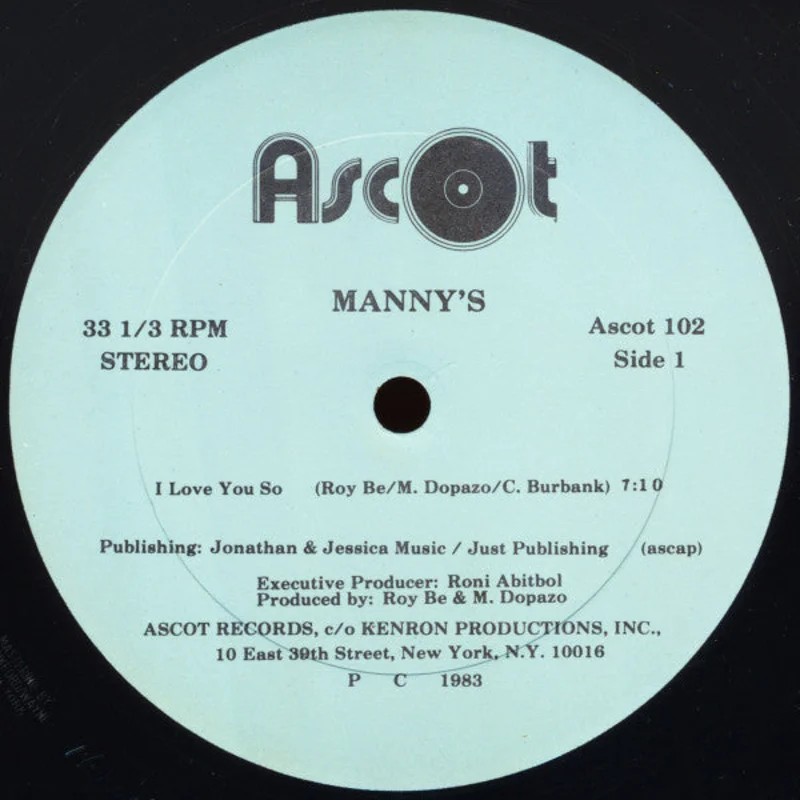 12" Single: Manny's - I Love You So