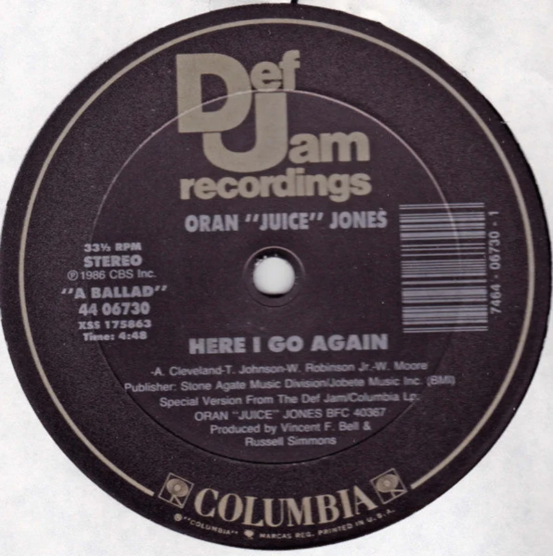 12" Single: Oran 'Juice' Jones - Here I Go Again / 1.2.1.