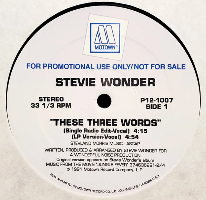 12" Single: Stevie Wonder - These Three Words