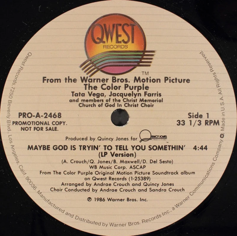 12" Single: Tata Vega, Jacquelyn Gouche-Farris, Christ Memorial Church Of God In Christ Radio Choir - Maybe God Is Tryin' To Tell You Somethin'