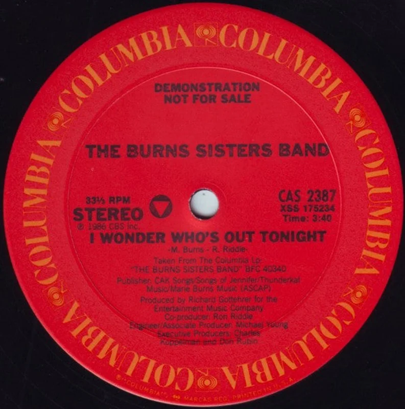12" Single: The Burns Sisters Band - I Wonder Who's Out Tonight