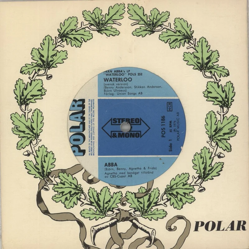 Abba Waterloo - Svensk Version - Wreath Cover Swedish 7" vinyl