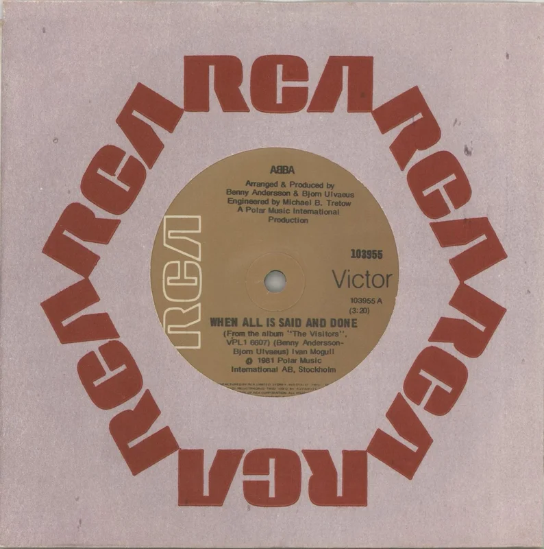Abba When All Is Said And Done Australian 7" vinyl