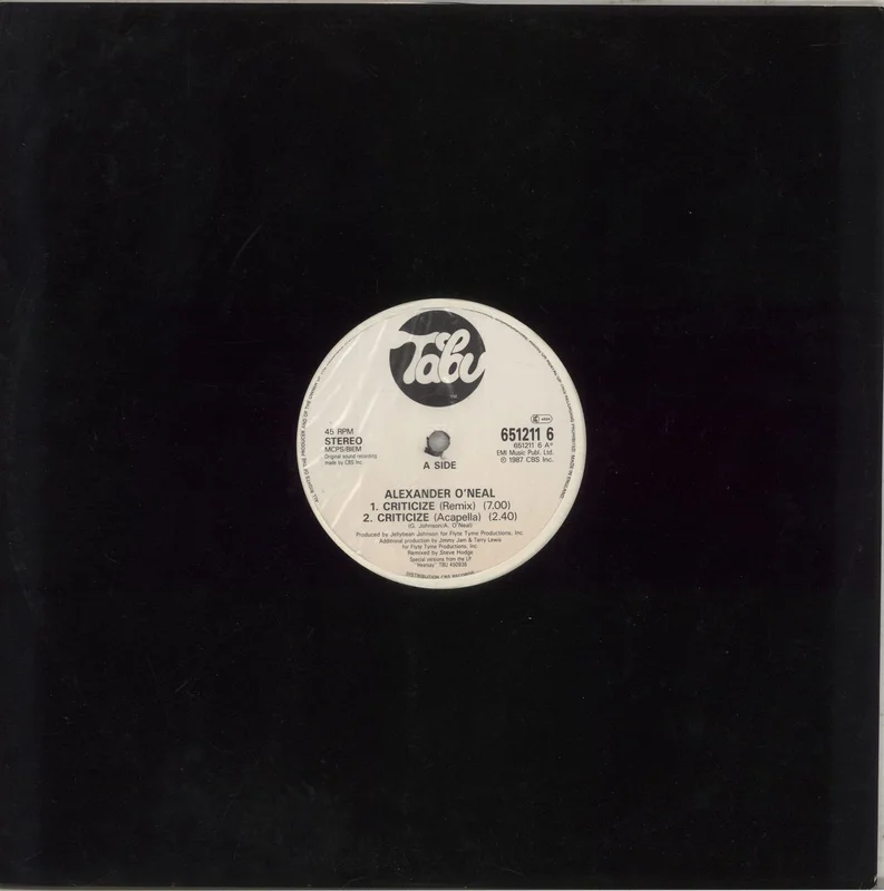 Alexander O'Neal Criticize - Special 12" Mixes UK 12" vinyl