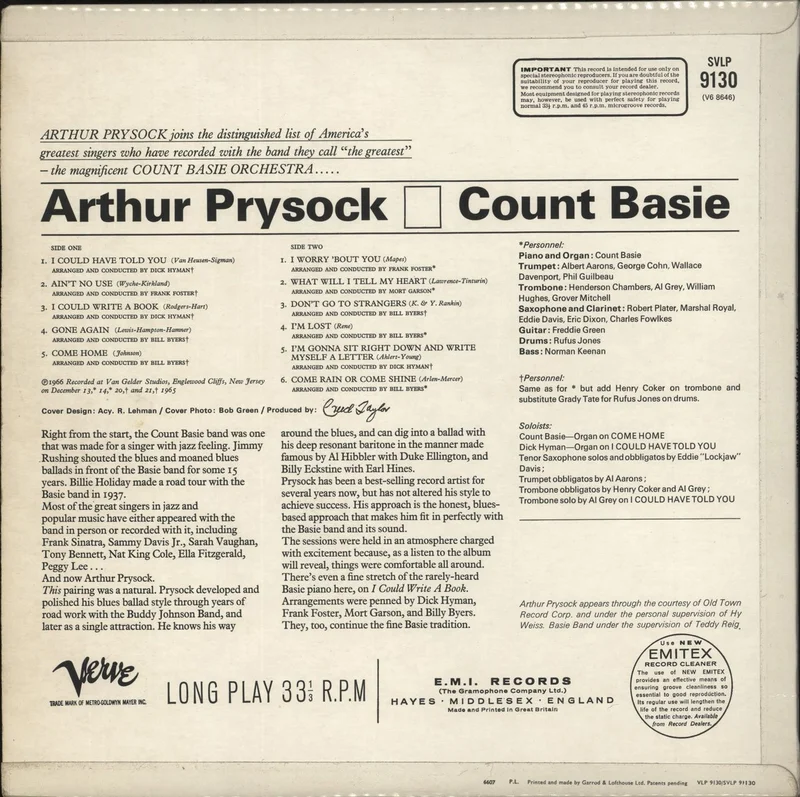 Arthur Prysock Arthur Prysock - Count Basie UK Vinyl LP