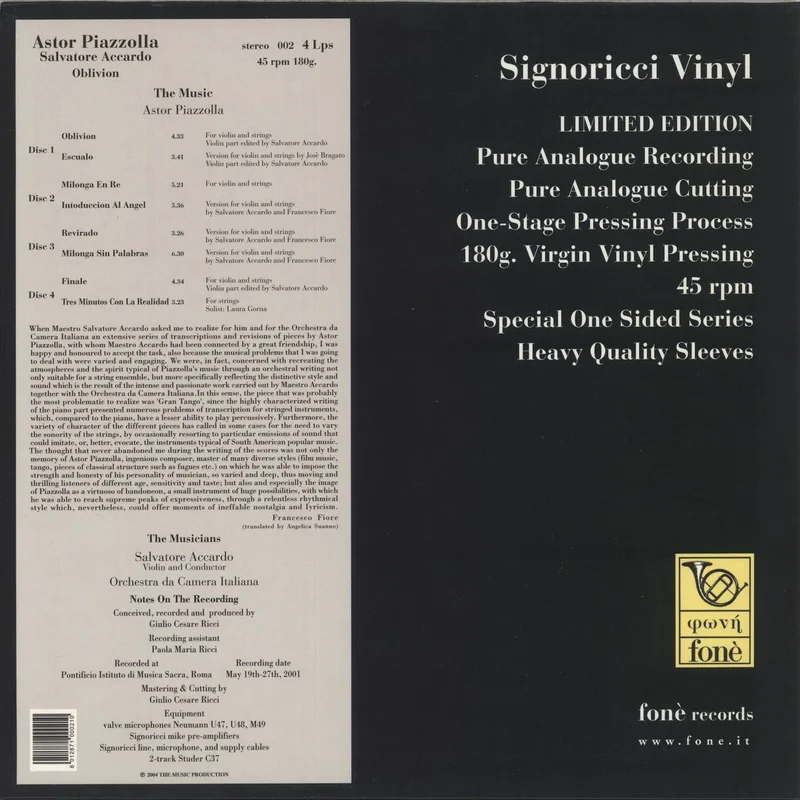 Astor Piazzolla Oblivion - 180gm Vinyl Italian 4-LP vinyl set