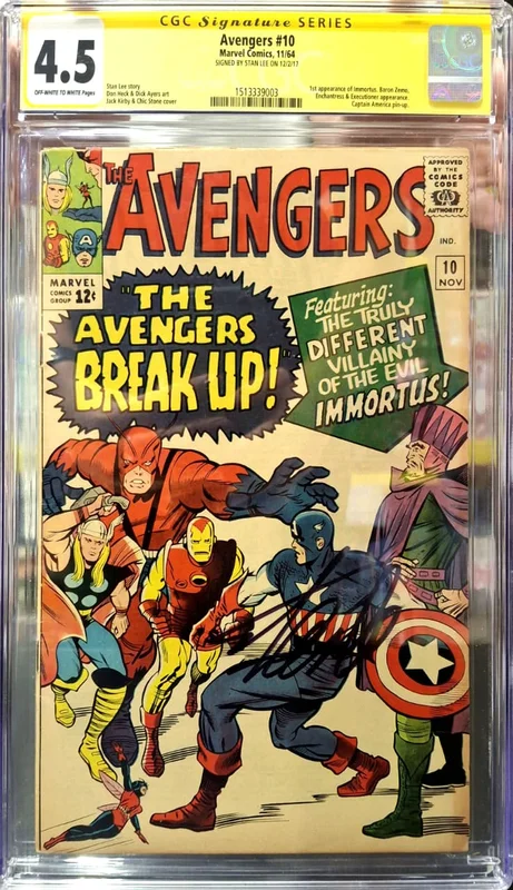 Avengers #10 [CGC 4.5] [Signed by Stan Lee] [Comic book]