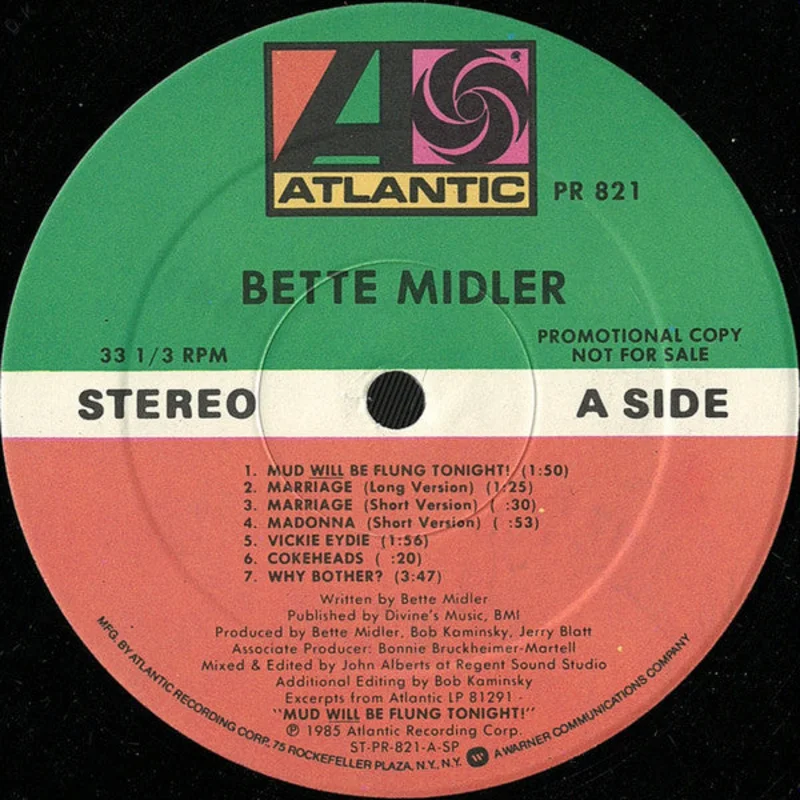 Bette Midler - Excerpts From Mud Will Be Flung Tonight!