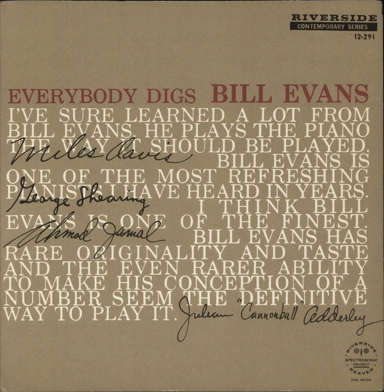 Bill Evans (Piano) Everybody Digs Bill Evans - G UK Vinyl LP