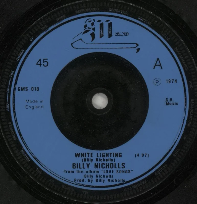 Billy Nicholls White Lightning / Hopeless-Helpless UK 7" vinyl