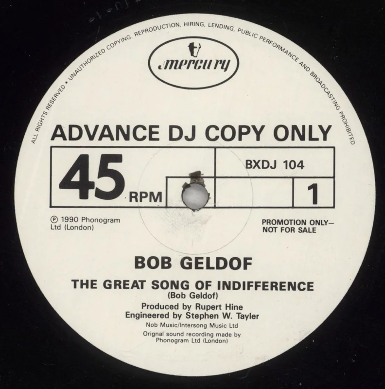 Bob Geldof The Great Song Of Indifference UK 12" vinyl