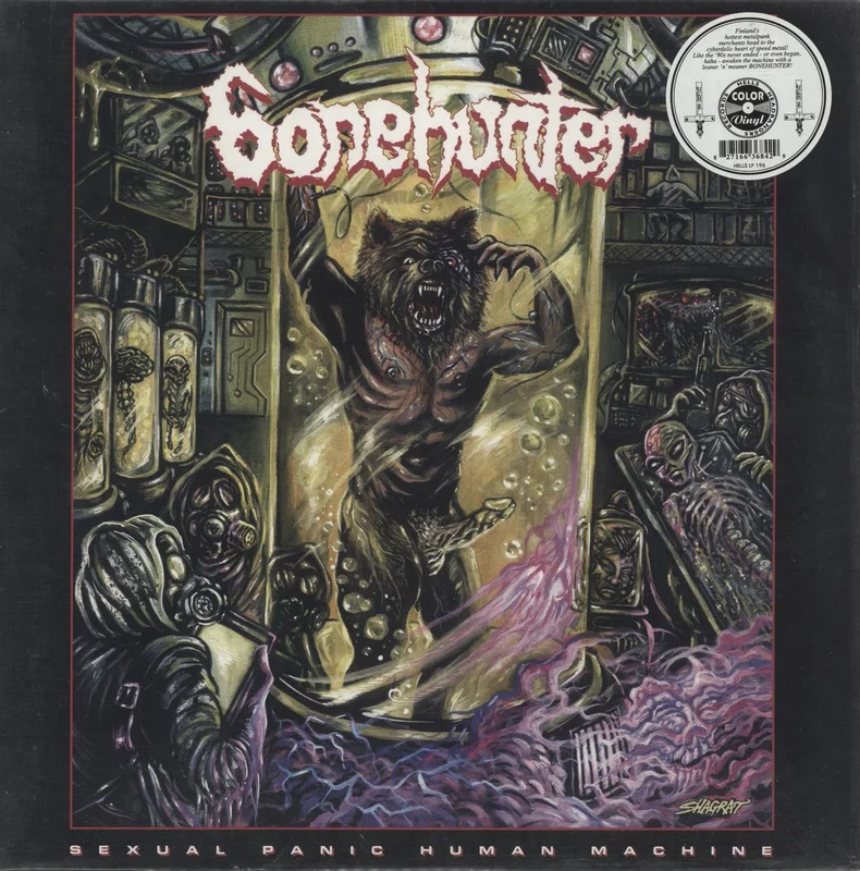 Bonehunter Sexual Panic Human Machine - Yellow Fluorescent with Green & Purple Splatter Vinyl US Vinyl LP