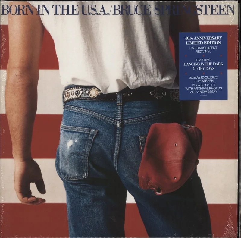 Bruce Springsteen Born In The U.S.A. - 40th Anniversary Red Vinyl + Lithograph UK Vinyl LP