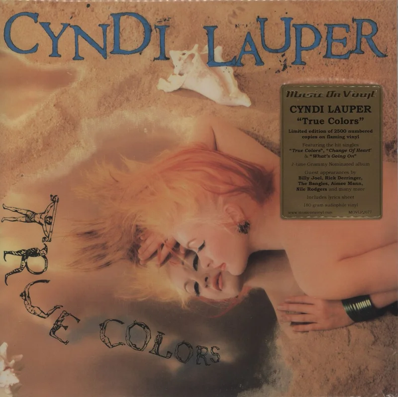 Cyndi Lauper True Colours - 180 Gram Flaming Vinyl - Numbered - Hype-sticker UK Vinyl LP
