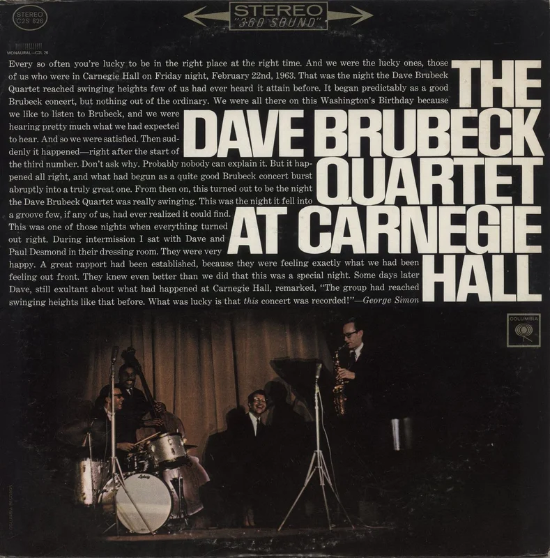 Dave Brubeck At Carnegie Hall US 2-LP vinyl set