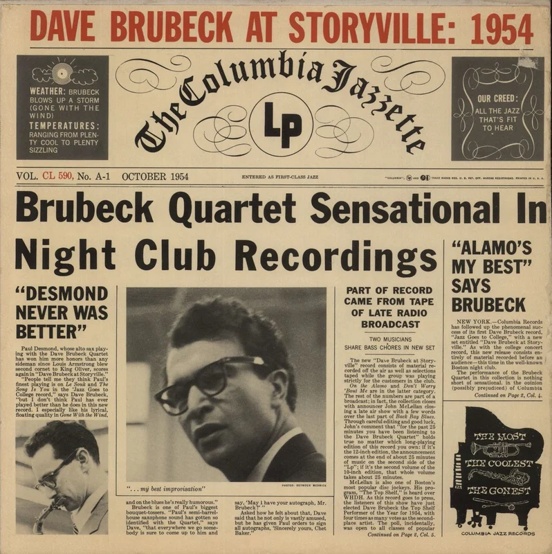 Dave Brubeck At Storyville: 1954 US Vinyl LP