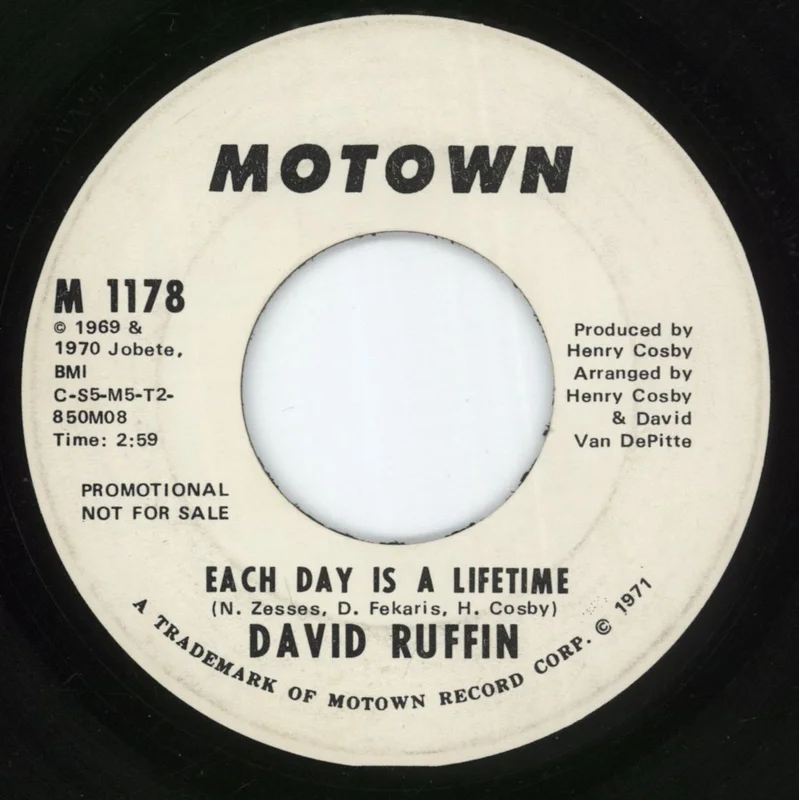 David Ruffin Each Day Is A Lifetime - White Label US Promo 7" vinyl