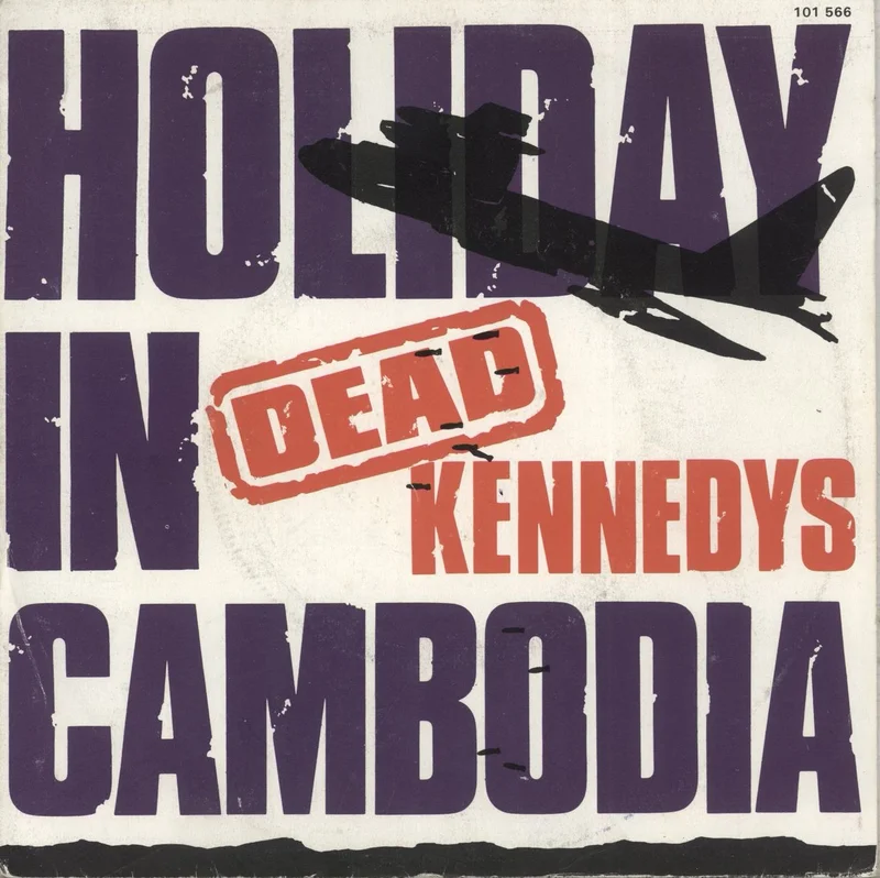 Dead Kennedys Holiday In Cambodia - Plane Sleeve + Blue Wide injection French 7" vinyl