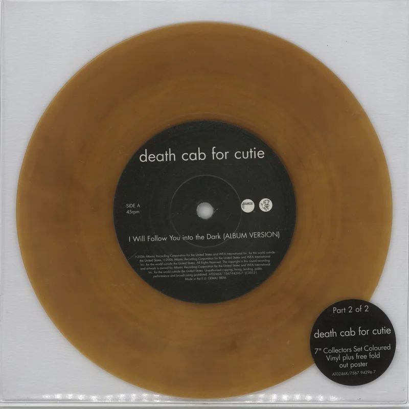 Death Cab For Cutie I Will Follow You Into The Dark - Mustard Vinyl UK 7" vinyl