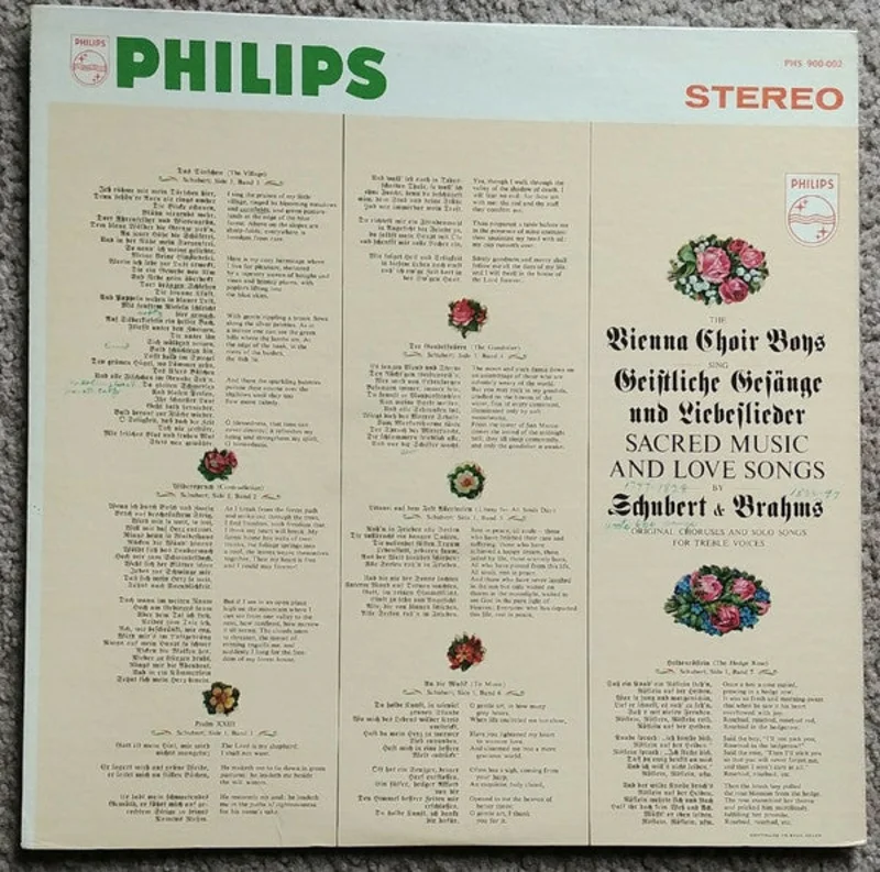 Die Wiener Sngerknaben, Franz Schubert, Johannes Brahms - The Vienna Choir Boys Sing Geistliche Gesange Und Liebeslieder = Sacred Music And Love Songs By