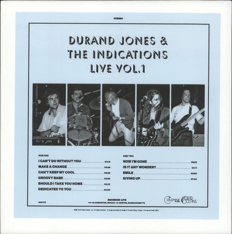 Durand Jones & The Indications Live Vol. 1 US Vinyl LP