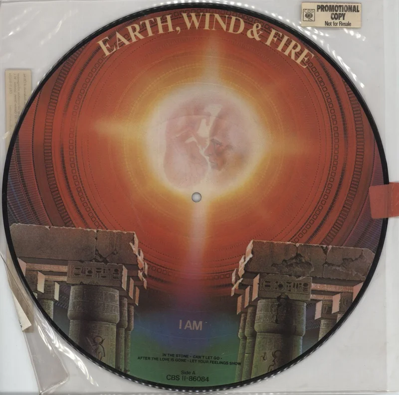 Earth Wind & Fire I Am - Promo Stickered Sleeve UK Promo Picture disc LP