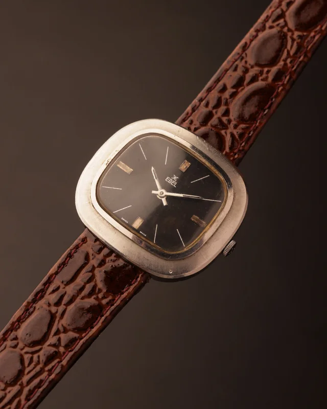 Ebel Vintage Cushion Case Watch  Black Dial (Manual Wind)