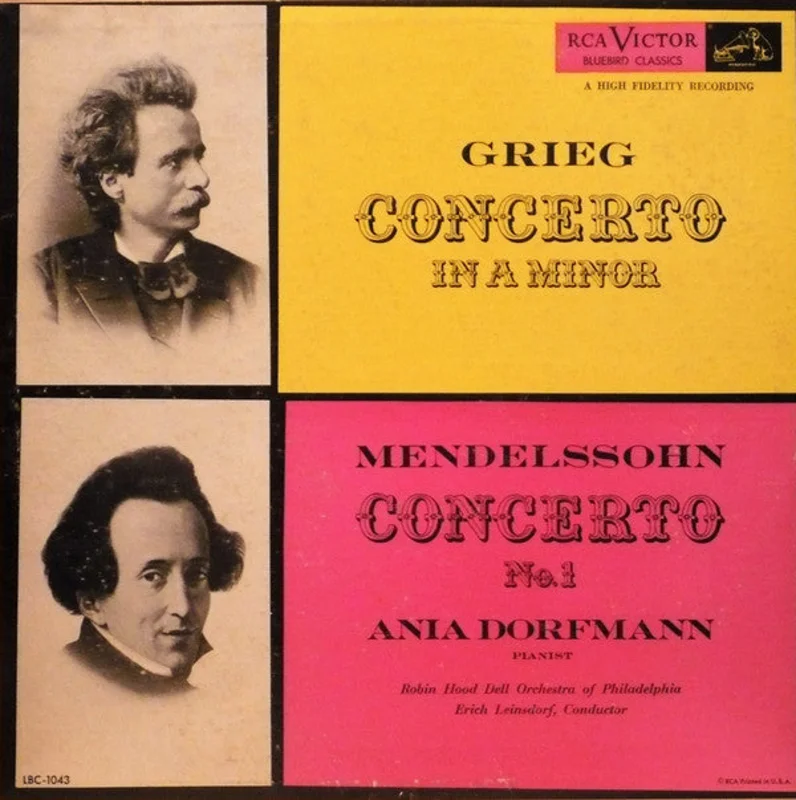 Edvard Grieg, Felix Mendelssohn-Bartholdy, Ania Dorfmann, The Robin Hood Dell Orchestra Of Philadelphia, Erich Leinsdorf - Concerto In A Minor / Concerto No. 1