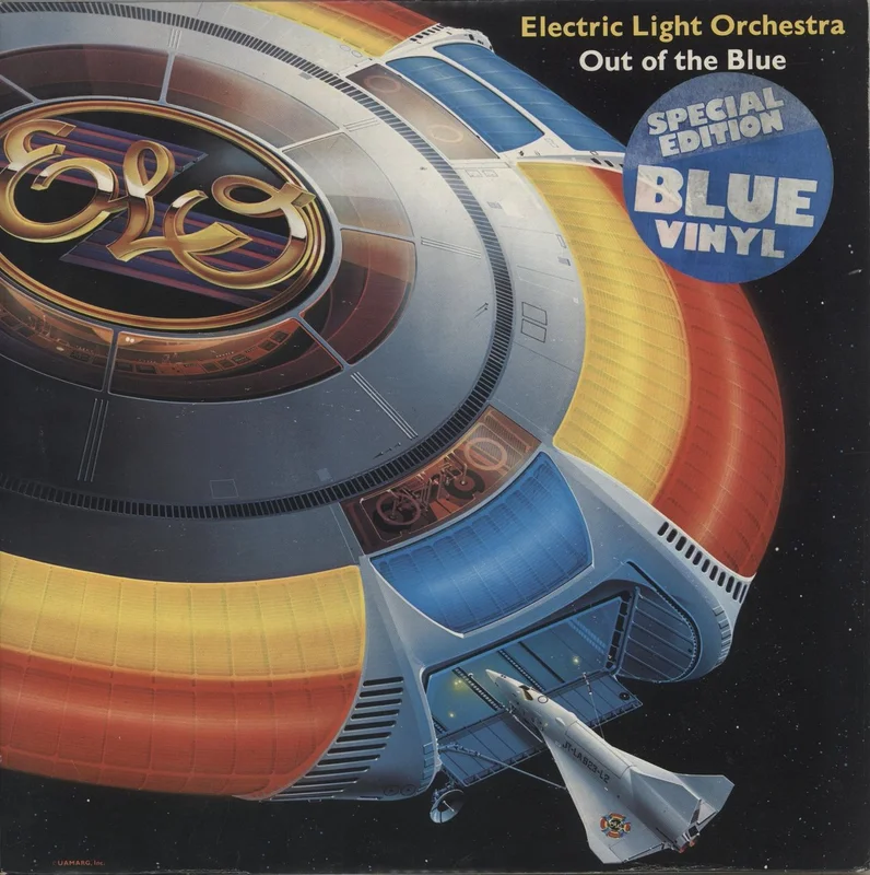 Electric Light Orchestra Out Of The Blue - Blue Vinyl - Complete - Stickered Sleeve - VG UK 2-LP vinyl set