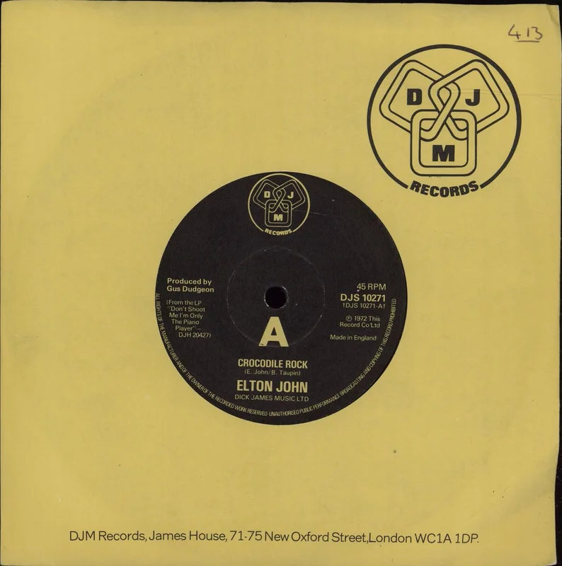 Elton John Crocodile Rock - 1976 issue UK 7" vinyl