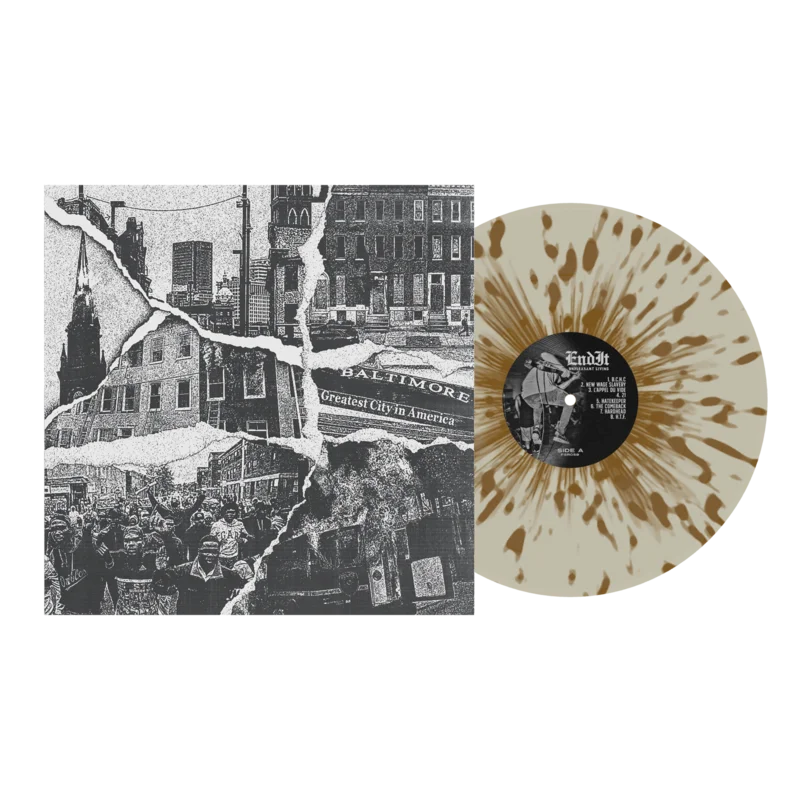 End It - Unpleasant Living Opaque White w/Opaque Gold Splatter 12"