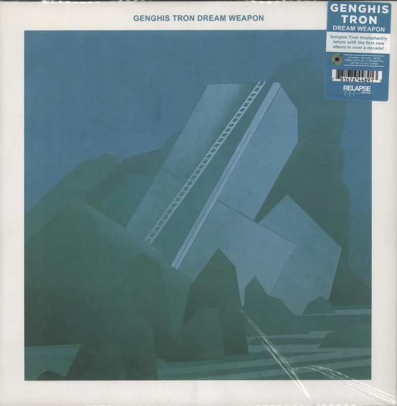 Genghis Tron Dream Weapon - Neon Green With White, Cyan Blue And Neon Magenta Splatter US Vinyl LP