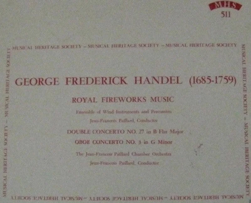 Georg Friedrich Hndel, Ensemble D'Instruments A Vent Et Percussions, Orchestre De Chambre Jean-Franois Paillard, Jean-Franois Paillard - Royal Fireworks Music / Double Concerto In B Flat Major / Oboe Concerto In G Minor