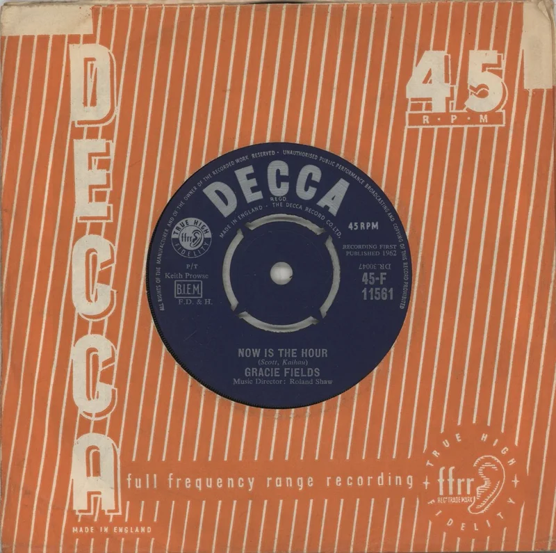 Gracie Fields Now Is The Hour UK 7" vinyl