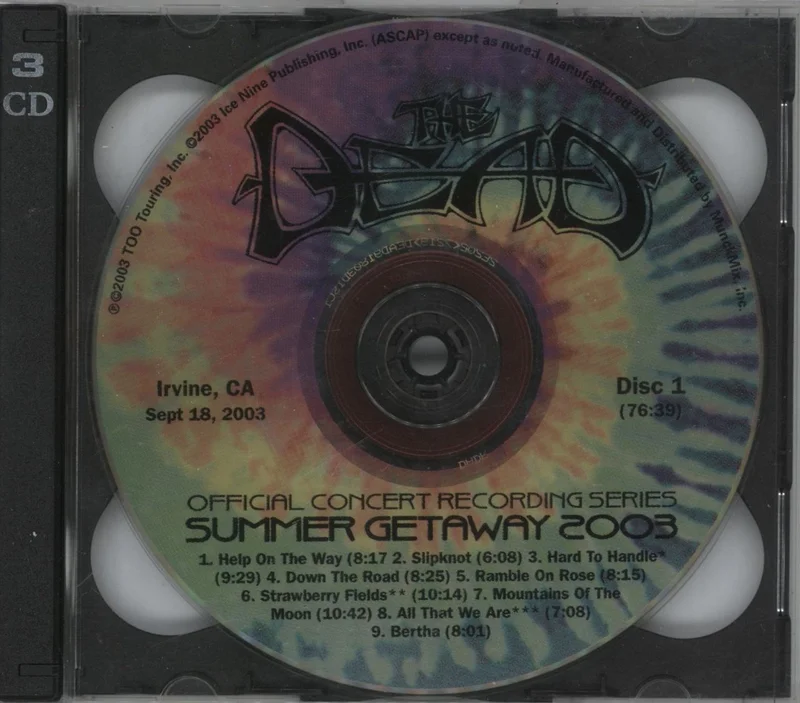 Grateful Dead Summer Getaway 2003, Irvine, CA September 18, 2003 US 3-CD set