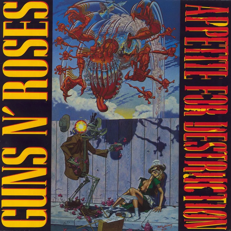 Guns N Roses Appetite For Destruction - 1st & Cross Sticker UK Vinyl LP