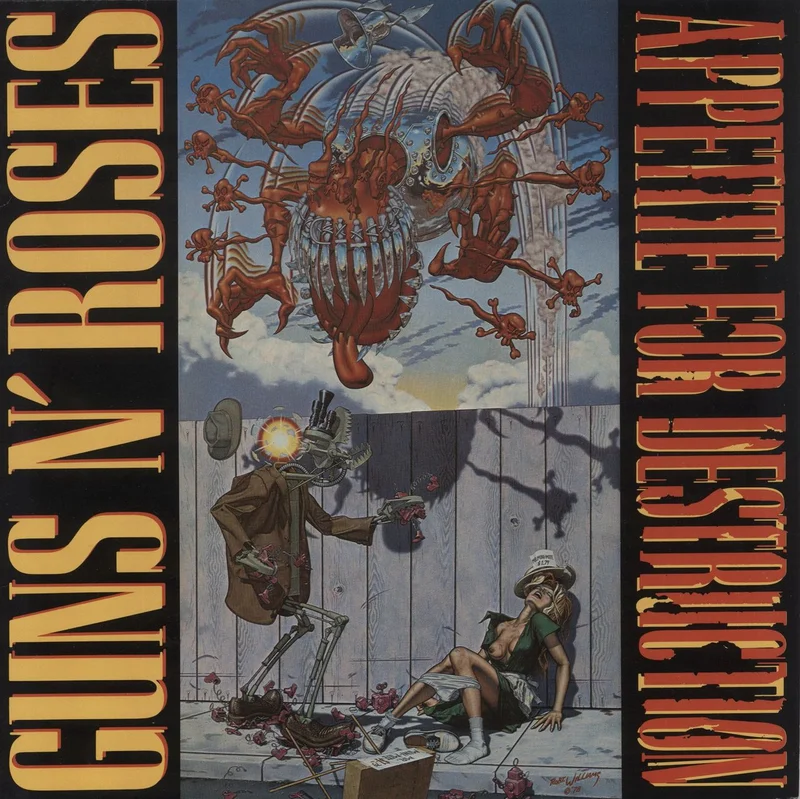 Guns N Roses Appetite For Destruction - 1st + Sticker Sheet UK Vinyl LP
