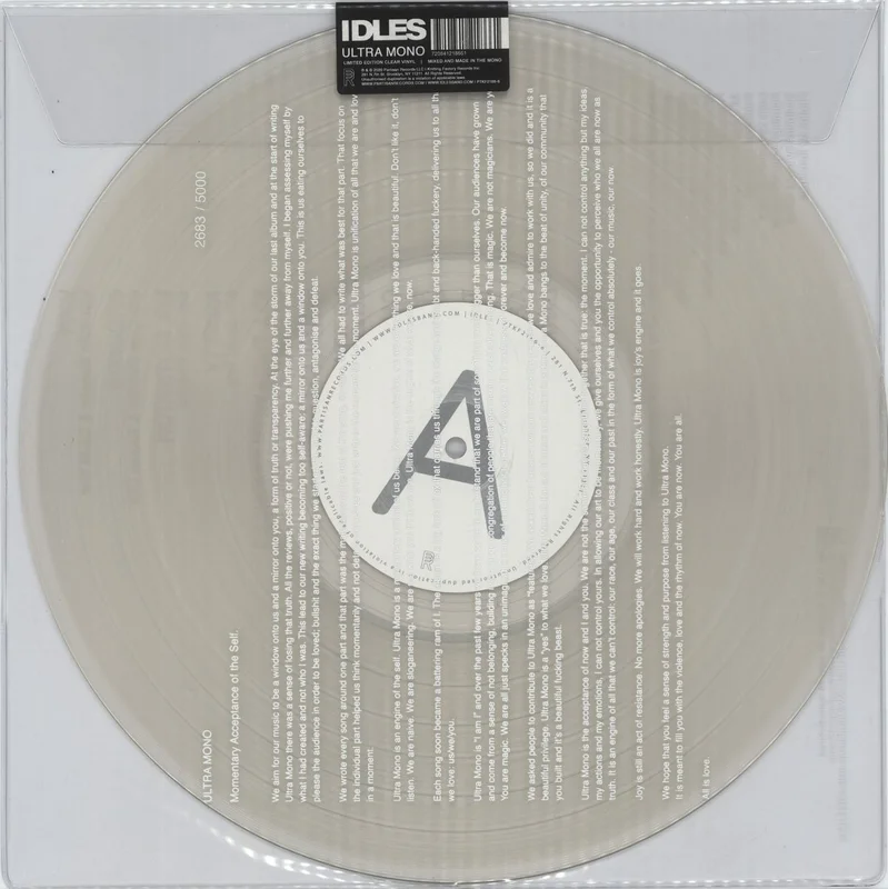 Idles Ultra Mono - Clear Vinyl - Sealed UK Vinyl LP