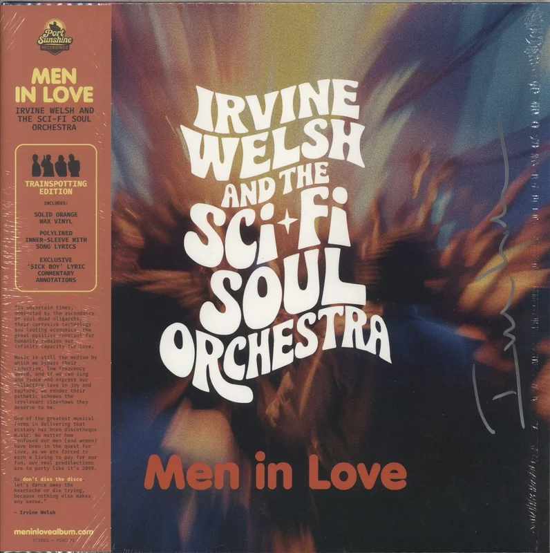 Irvine Welsh And The Sci-Fi Soul Orchestra Men In Love - Trainspotting Edition - Orange Vinyl - Autographed UK Vinyl LP