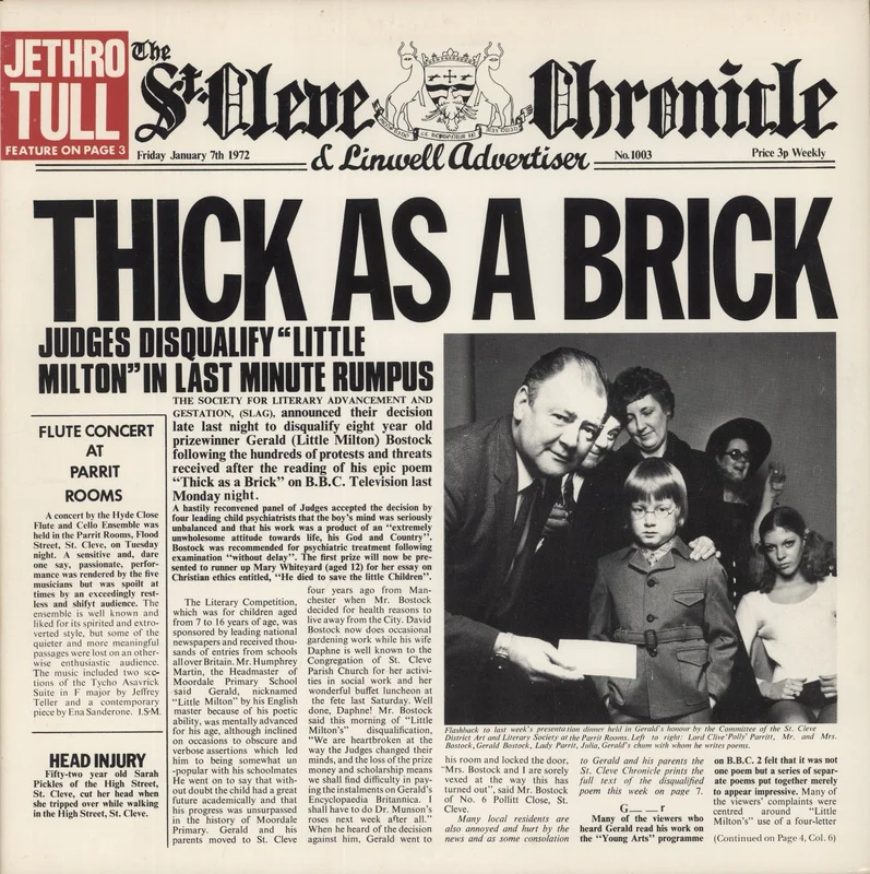 Jethro Tull Thick As A Brick - Blue Label US Vinyl LP