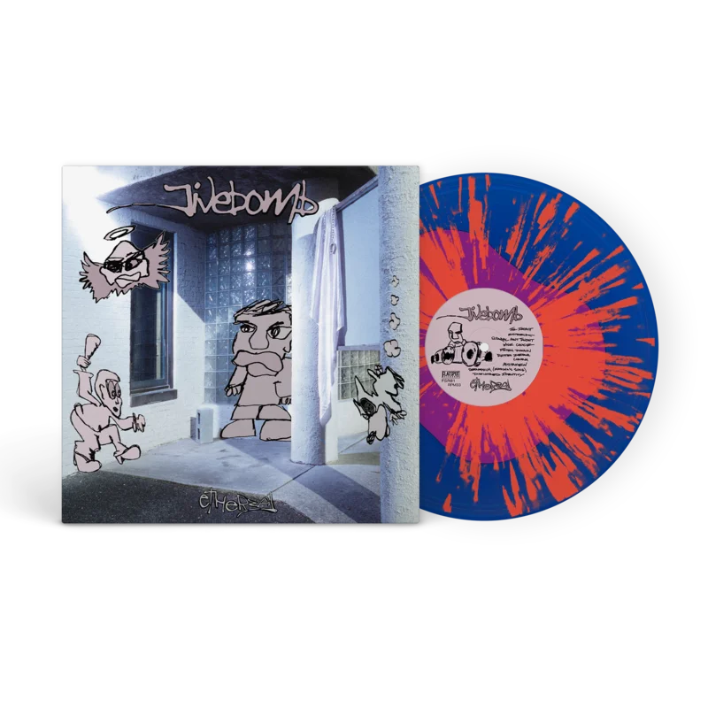 Jivebomb - Ethereal Neon Violet inside Cobalt Blue w/ Neon Orange Splatter Vinyl