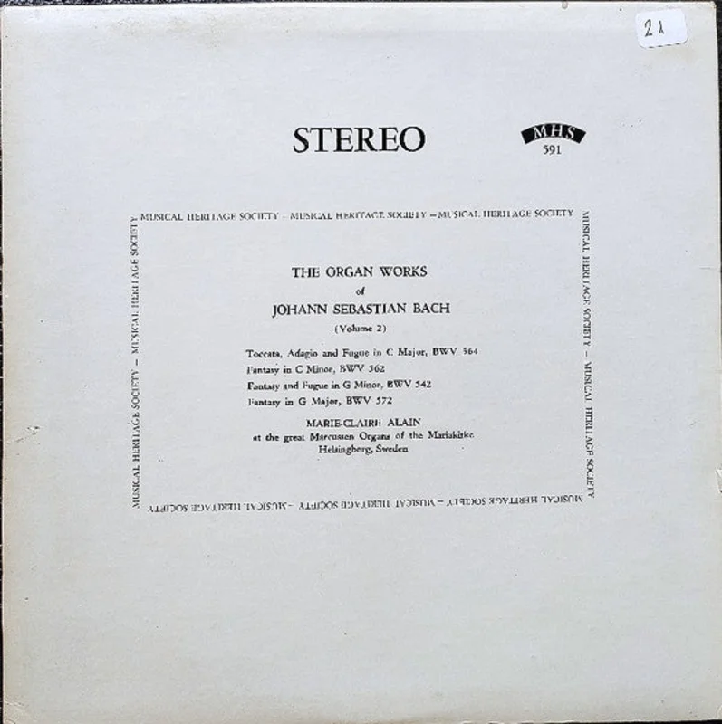 Johann Sebastian Bach, Marie-Claire Alain - The Organ Works Of Johann Sebastian Bach (Volume 2)