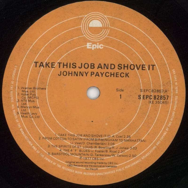 Johnny Paycheck Take This Job And Shove It - Gold Promo Stamp UK Vinyl LP