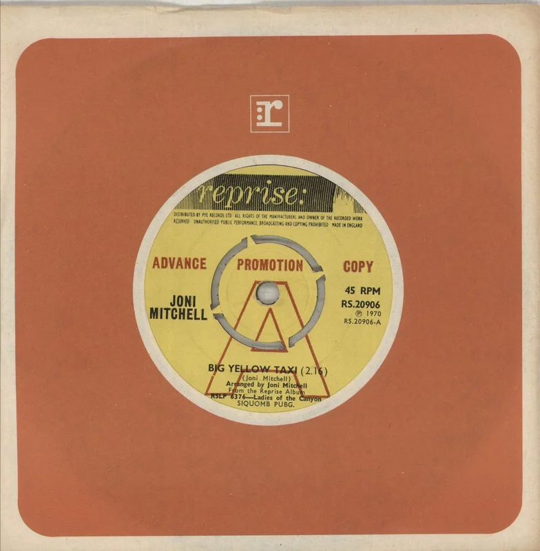 Joni Mitchell Big Yellow Taxi - 1st Issue UK Promo 7" vinyl