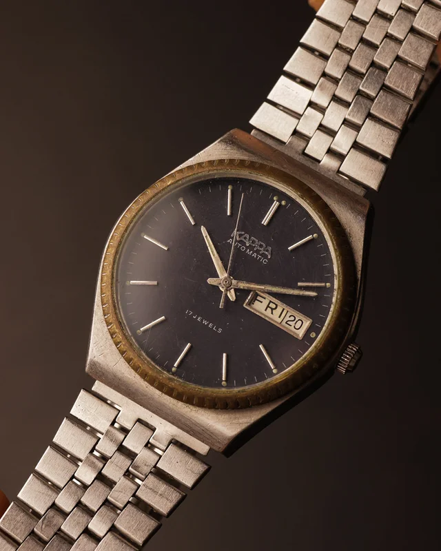 Kappa Automatic 17 Jewels  Navy Dial Day-Date (Stainless Steel)