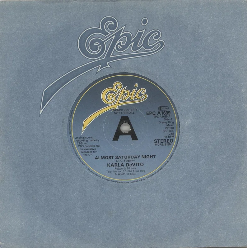 Karla Devito Almost Saturday Night UK 7" vinyl